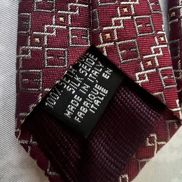Fendi Silk Geometric Print Pattern Tie - Picture 6 of 8